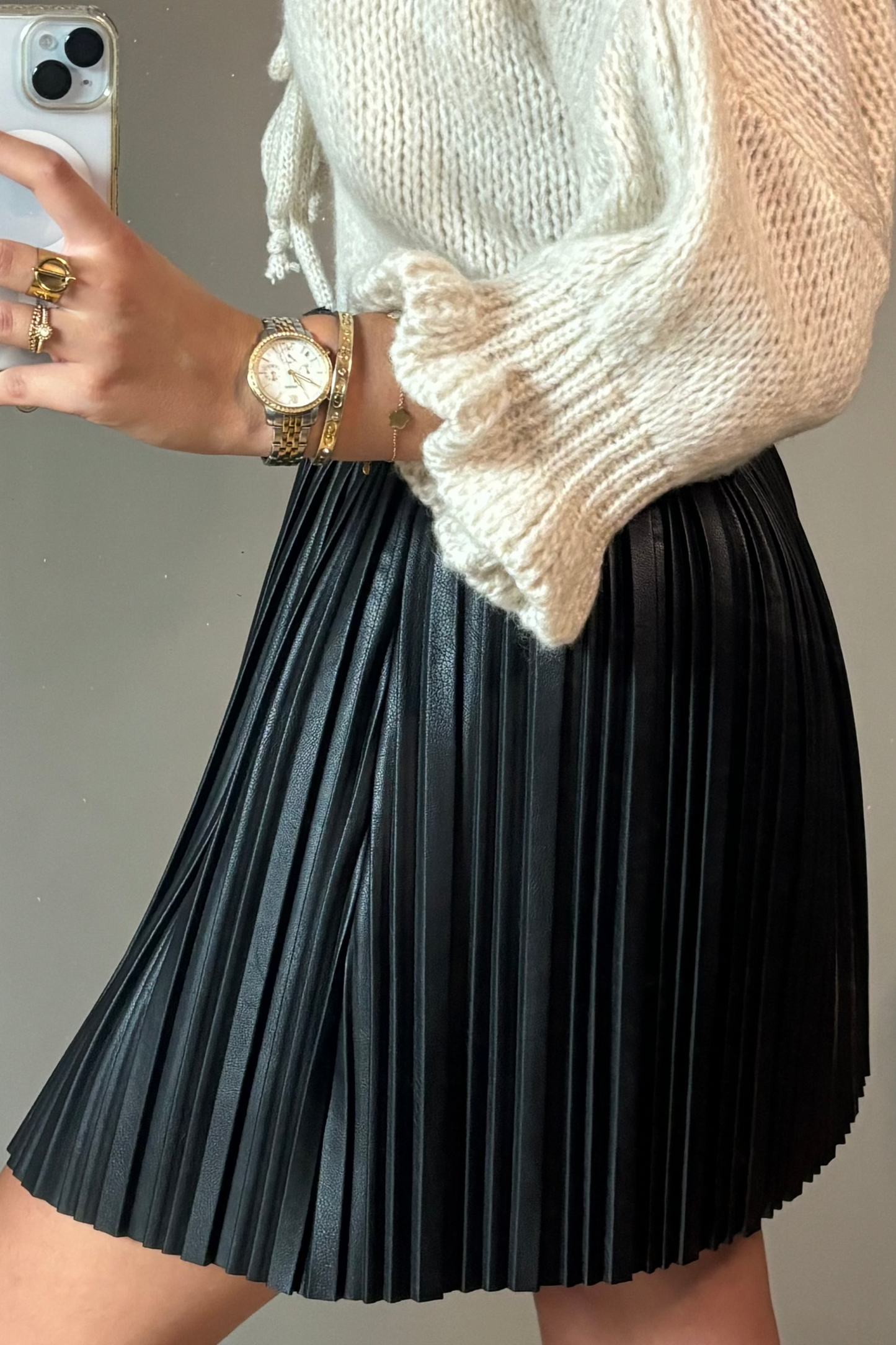 Lyra faux leather pleated short skirt