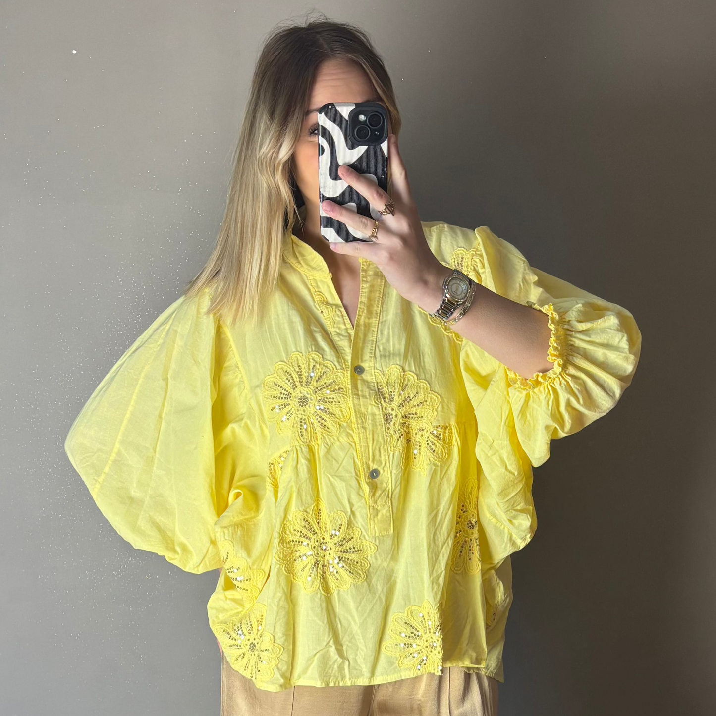 Maddy Yellow Embroidered Blouse
