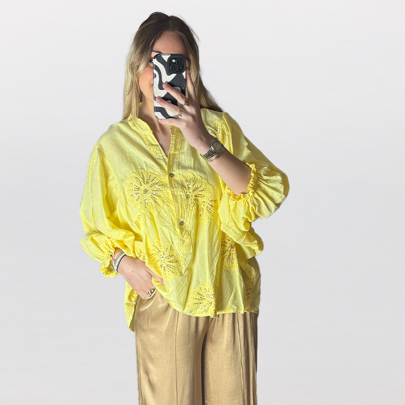 Maddy Yellow Embroidered Blouse