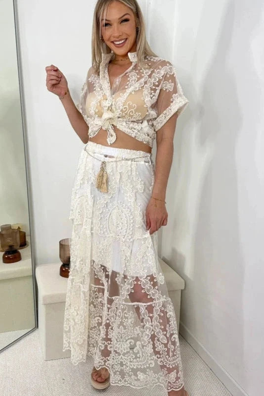 Doryane embroidered long skirt