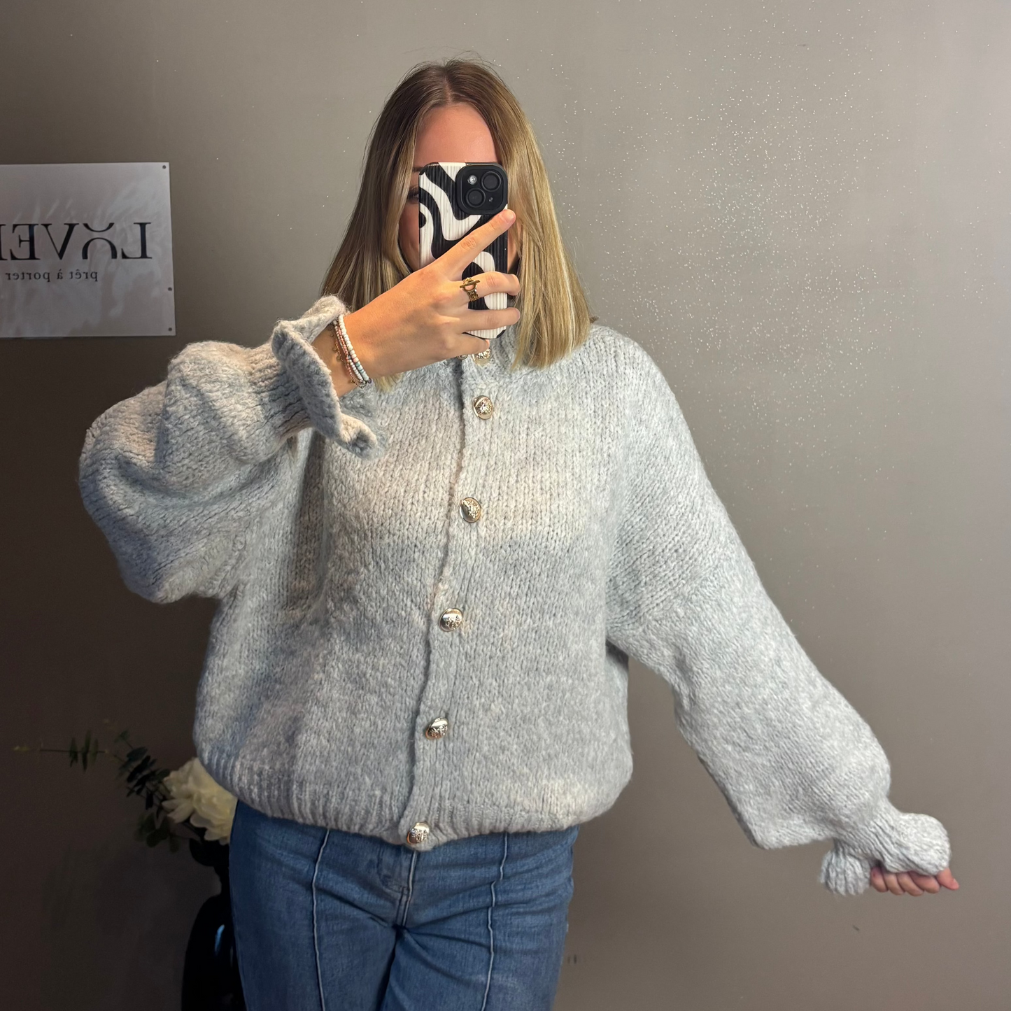 Cardigan Fluffy Gris