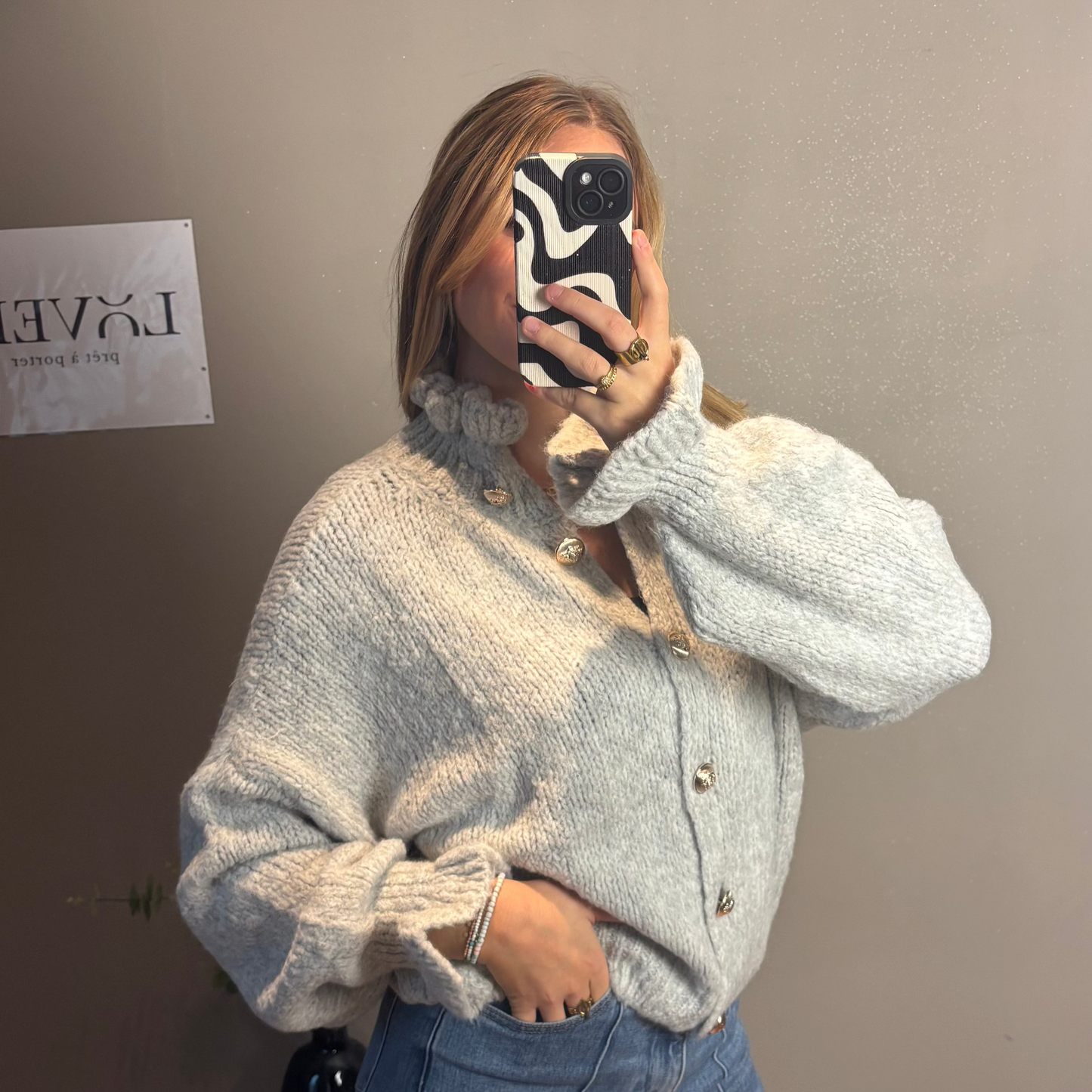 Cardigan Fluffy Gris