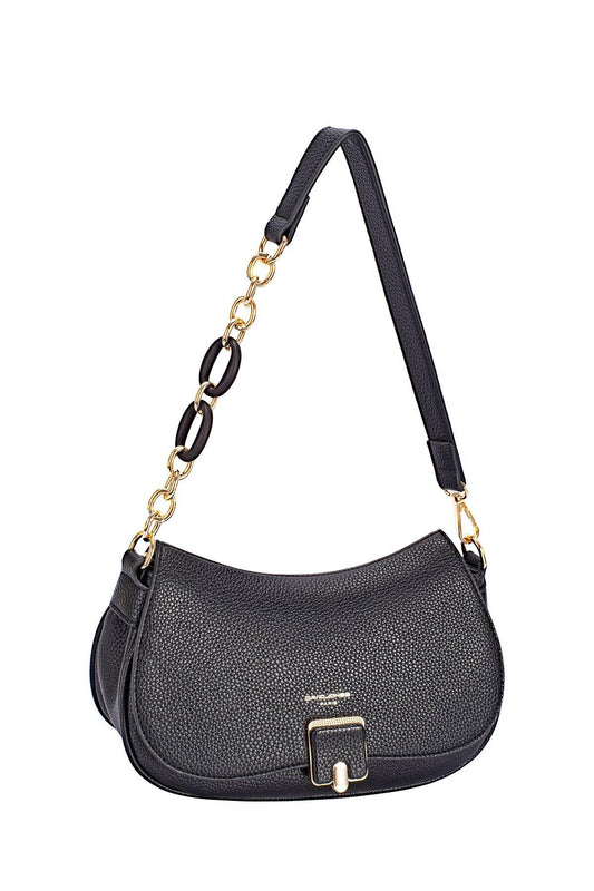 Sac épaule chaîne bijoux noir