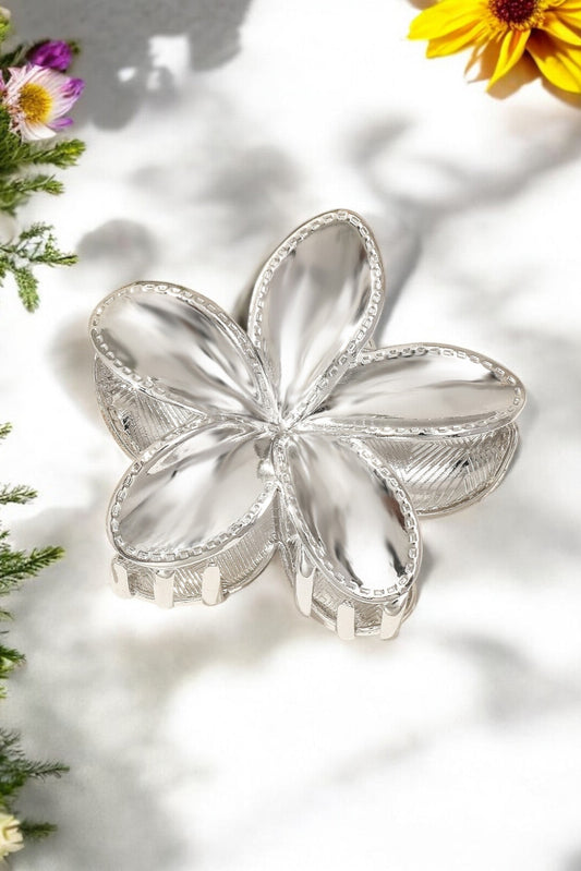 Pince cheveux fleur argent